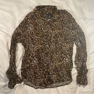 Forever 21 mens cheetah print button up shirt